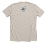 Be the Village, a Heather Dust Premium Unisex Tee (back-view)