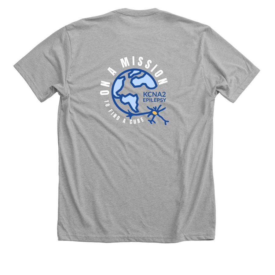 KCNA2 Epilepsy on a mission, a Athletic Heather Premium Unisex Tee (back-view)