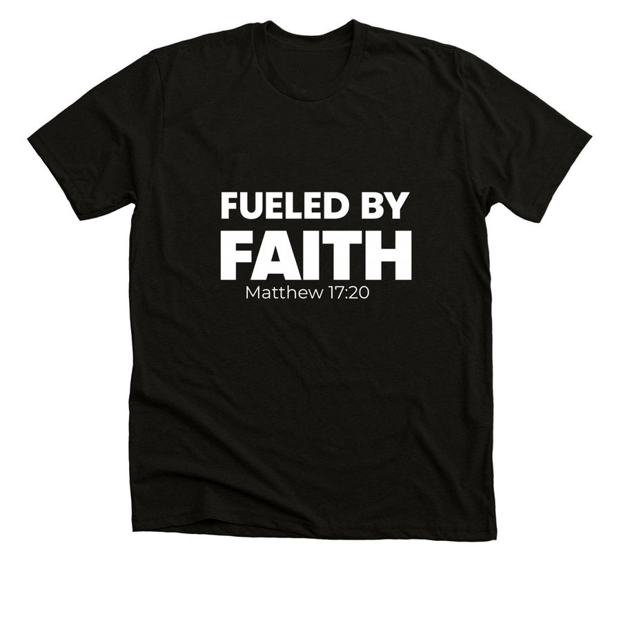 Fueled by Faith!, a Black Heather Premium Unisex Tee