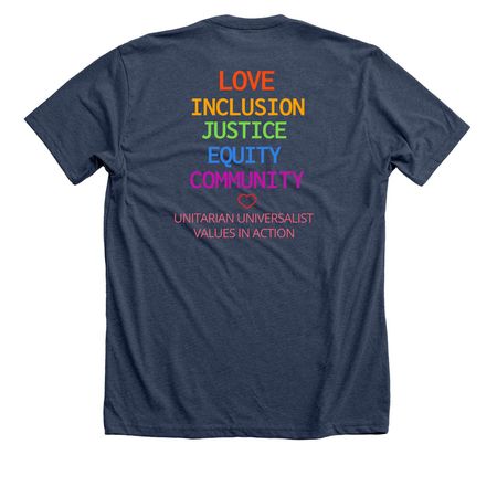 SC 200th | 2026 Portsmouth Pride | Values, a Heather Navy Premium Unisex Tee (back-view)