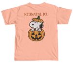Spooky Snoopy, a Neon Cantaloupe Comfort Colors Unisex Tee (back-view)