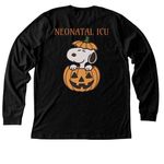 Spooky Snoopy, a Black Heather Premium Long Sleeve Tee (back-view)