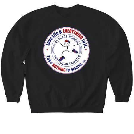 Celebrate 15 Years & 500 Wishes!&nbsp;, a Black Softstyle Crewneck Sweatshirt