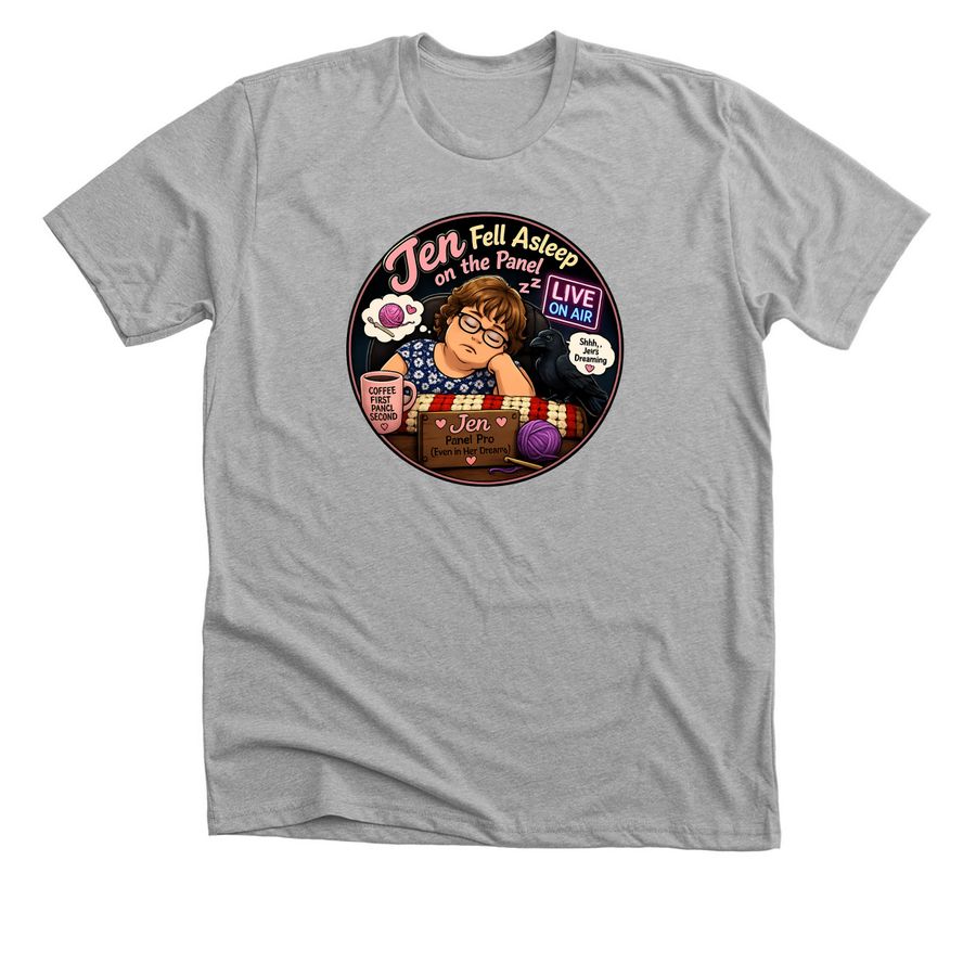Jen Fell Asleep, a Athletic Heather Premium Unisex Tee