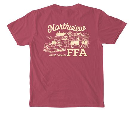Northview FFA Pocket Tee, a Crimson Comfort Colors Pocket Tee (back-view)