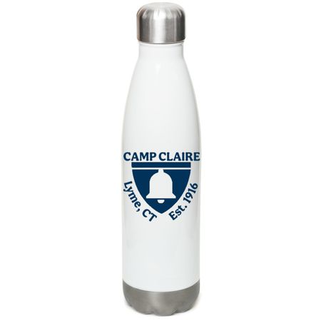 Camp Claire Water Bottle, a White Stainless Steel Water Bottle