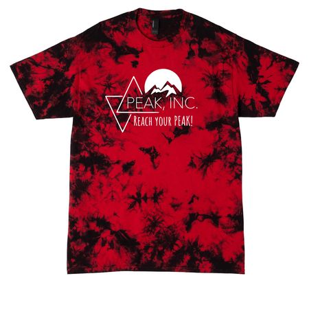 PEAK, a Black/ Red Crystal Tie Dye Tee