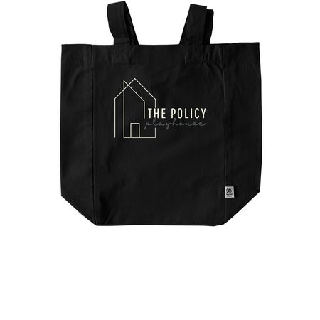 Policy Playhouse Tote, a Black Recycled Cotton Tote Bag
