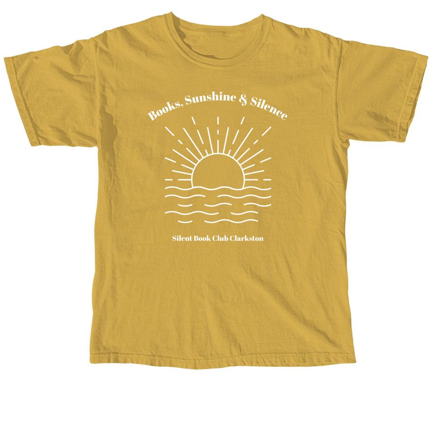 Books, Sunshine & Silence, a Mustard Comfort Colors Unisex Tee