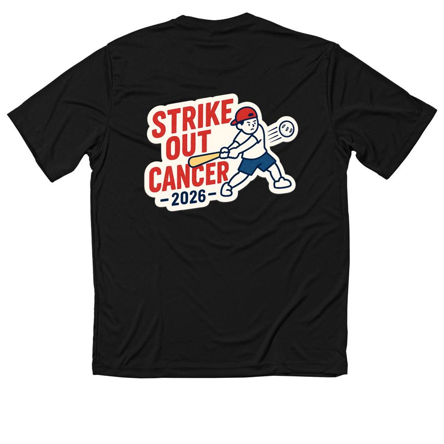 Strike Out Cancer 2026, a Black Classic Performance Tee (back-view)
