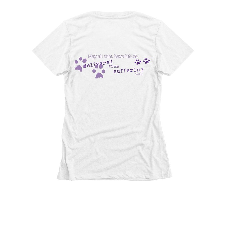 Buddha Pooch Dog Rescue Project Spring Fever, a White Women's Slim Fit Tee (back-view)