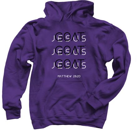G.O.A.T. Jesus Collection [BLK-W-M28:20]TM, a Purple Pullover Hoodie