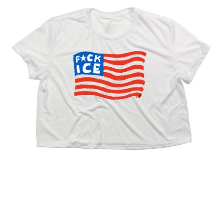 F*ck ICE, a White Women?s Flowy Cropped Tee