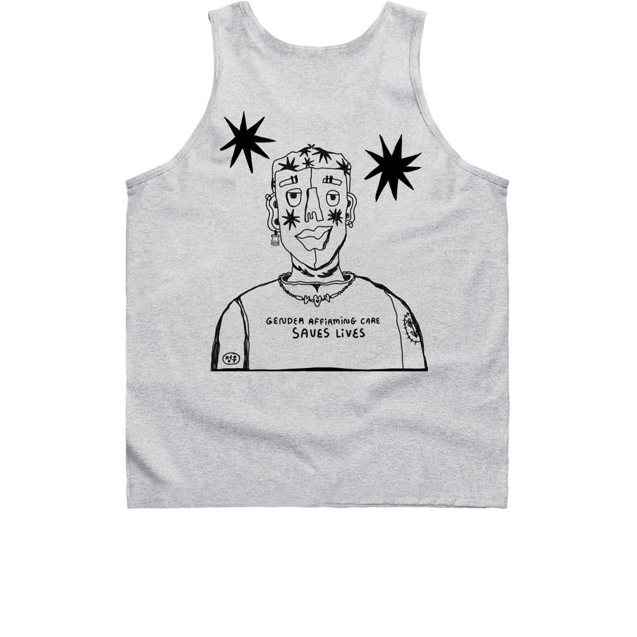 gender affirming care saves lives, a Sport Grey Classic Unisex Tank Top (back-view)