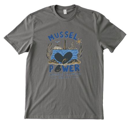 2026 MusselPower Student-designed shirt, a Ash Grey Allmade Heavyweight Recycled Cotton Tee
