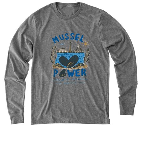 2026 MusselPower Student-designed shirt, a Aluminum Grey Allmade Eco Triblend Long Sleeve Tee
