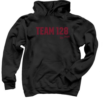 Team 128 Front Hoodie, Nothing On Back, a Black Pullover Hoodie