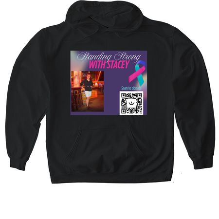 Standing Strong with Stacey QR, a Black Gildan Softstyle Pullover Hoodie