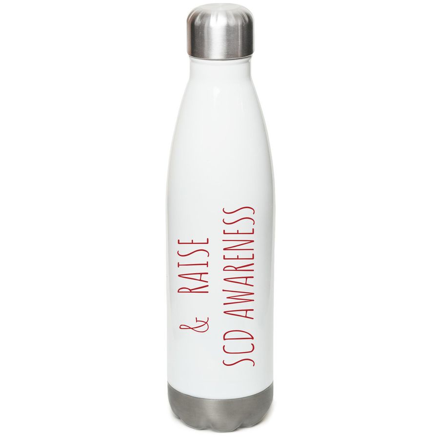 Stay Hydrated 2026, a White Stainless Steel Water Bottle (back-view)