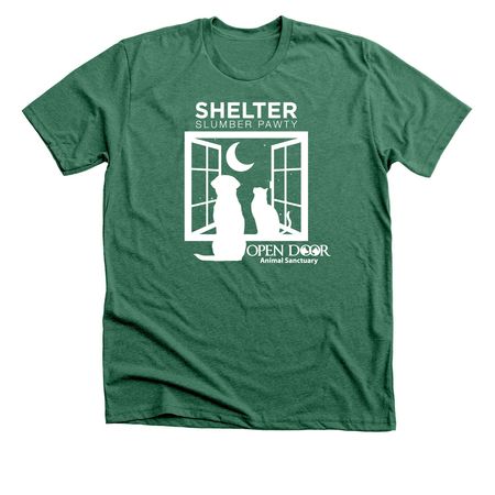 Shelter Slumber Pawty 2026, a Heather Grass Green Premium Unisex Tee