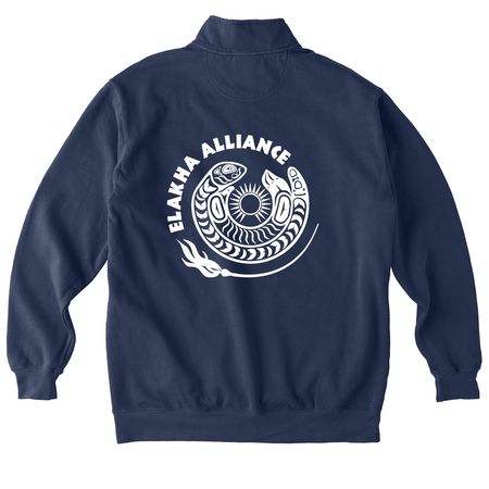 Elakha Alliance Quarter-Zip Pullover, a True Navy Comfort Colors Quarter Zip Pullover (back-view)