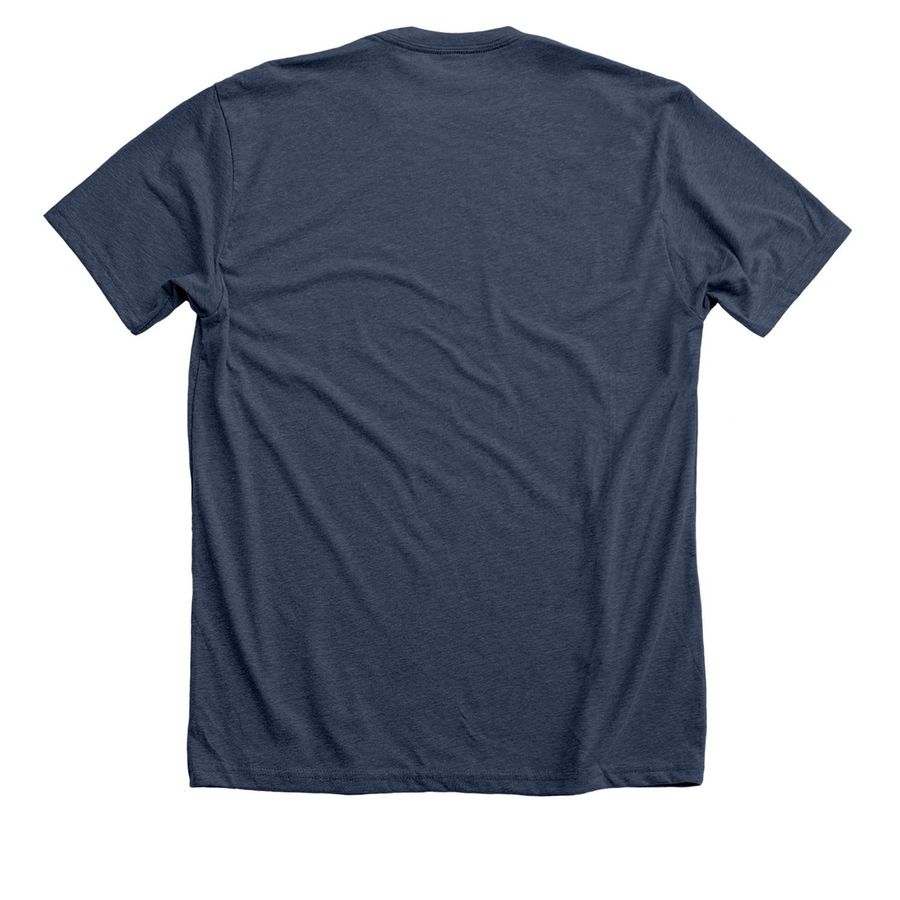 Second Friends Color, a Heather Navy Premium Unisex Tee (back-view)