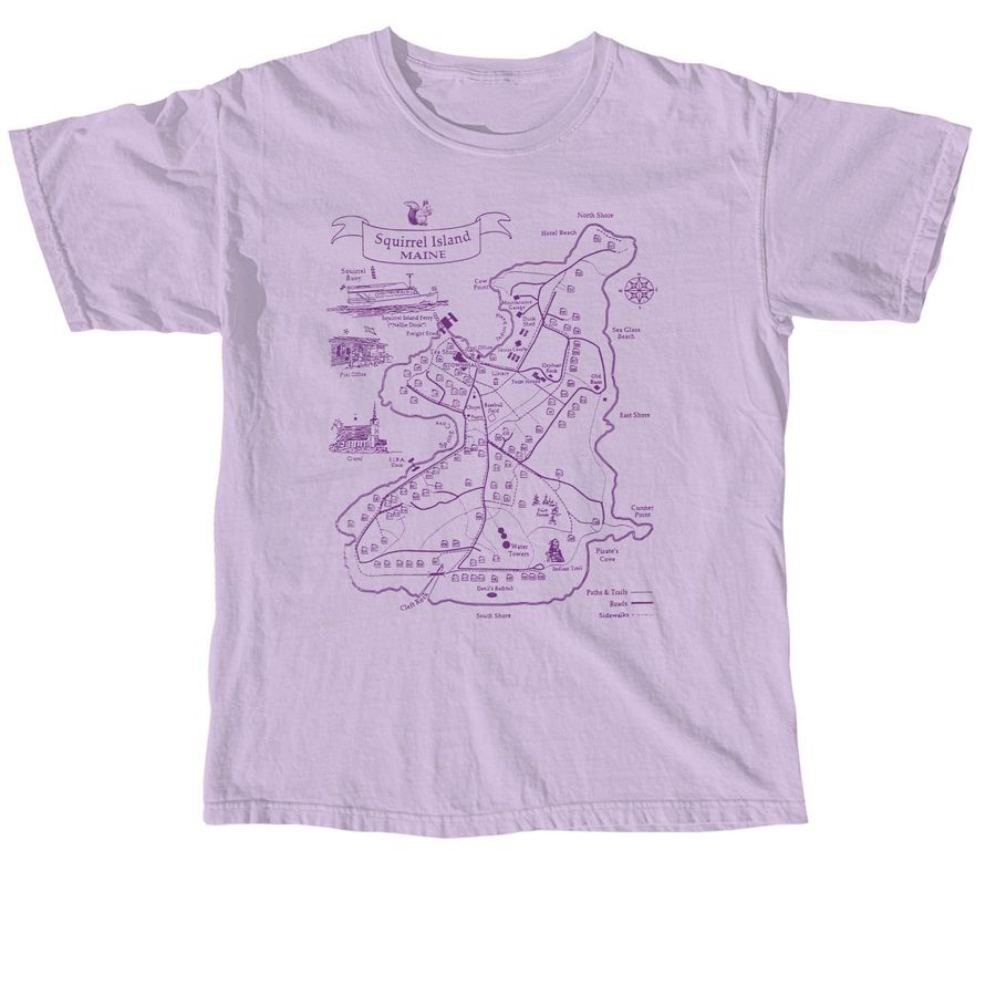 2026 Purple Squirrel Island Map T-Shirt, a Orchid Comfort Colors Unisex Tee