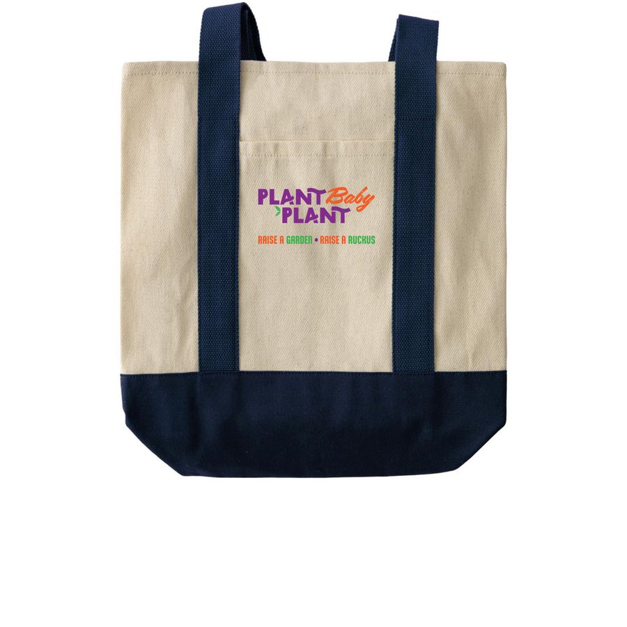 Classic Tote, a Natural/Navy Two-Tone Grocery Tote Bag
