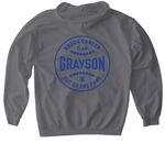 Team Grayson: Knock Cancer Out Of The Park!, a Charcoal Gildan Softstyle Pullover Hoodie (back-view)