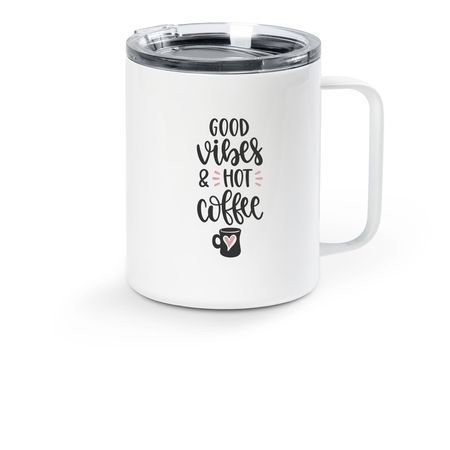 Good Coffee Vibes Only, a White Stainless Steel Travel Mug