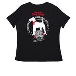 Sunshine Airedale Rescue Florida, a Black Women's Relaxed V-Neck Tee (back-view)