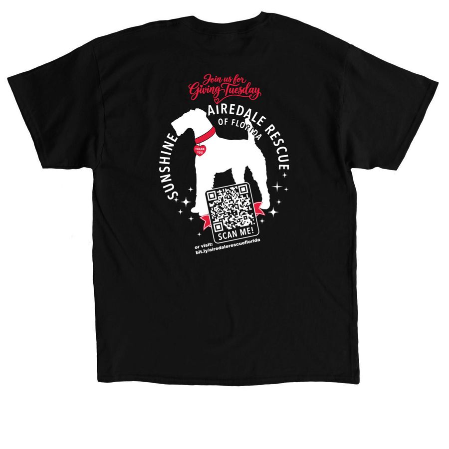 Sunshine Airedale Rescue Florida, a Black Classic Unisex Tee (back-view)