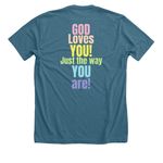 Wesley Club, a Heather Deep Teal Premium Unisex Tee (back-view)
