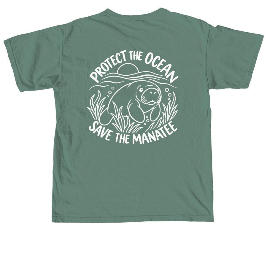 OCEAN ADVOCATE COLLECTIVE: Manatees, a Light Green Comfort Colors Unisex Tee