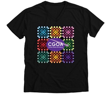 CGOA Granny Square, a Solid Black Blend Premium V-Neck Tee