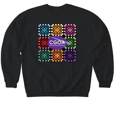 CGOA Granny Square, a Black Softstyle Crewneck Sweatshirt