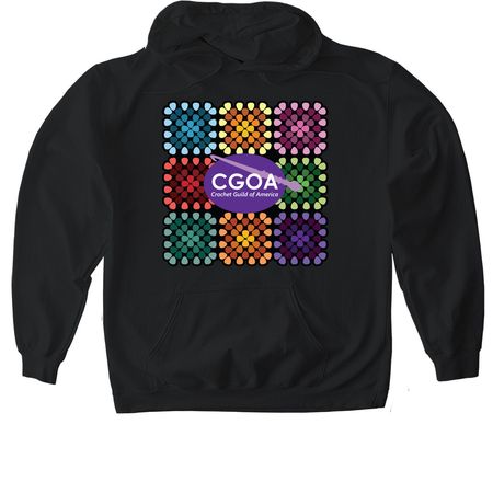 CGOA Granny Square, a Black Gildan Softstyle Pullover Hoodie
