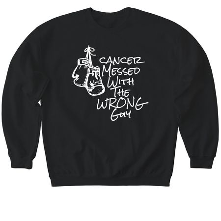 Cancer pick the wrong guy, a Black Softstyle Crewneck Sweatshirt