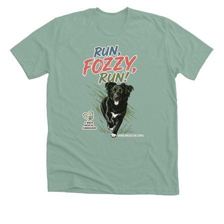 Run, Fozzy, Run!, a Heather Dusty Blue Premium Unisex Tee