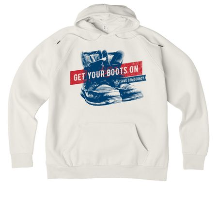 Get Your Boots on Hoodie, a White Sand Allmade Organic CVC Pullover Hoodie