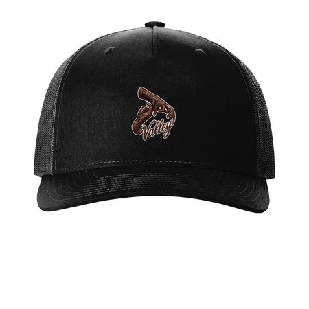 Y.P.O., a Black Printed Five-Panel Trucker Cap