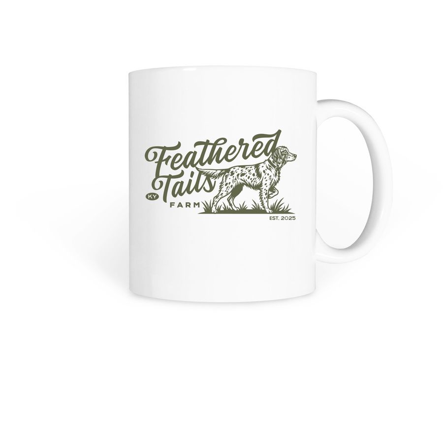 Feathered Tails Farm - Mug, a White Coffee Mug