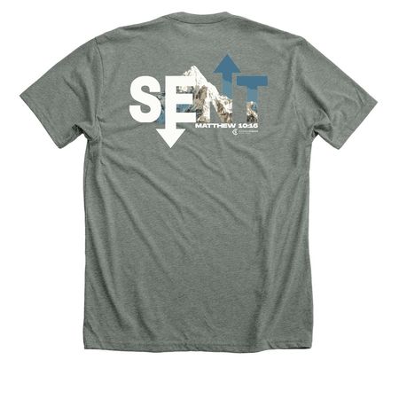 Sent, a Deep Heather Premium Unisex Tee (back-view)