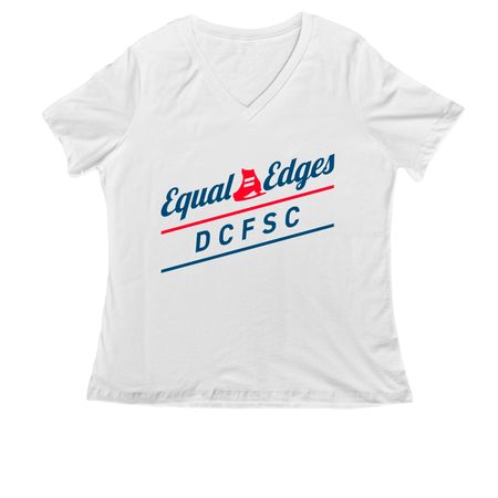 EE Standard Logo, a White Women's Relaxed V-Neck Tee