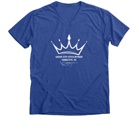 QCSR Crown Logo No Date, a Heather True Royal Premium V-Neck Tee