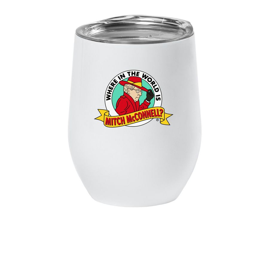 Where In The World Is Mitch McConnell, a White Insulated Wine Cup