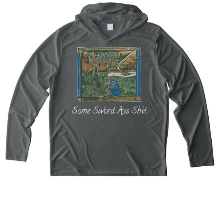 Some Sword A** S**t Activewear Line, a Dark Smoke Grey UV Performance Long Sleeve Hoodie
