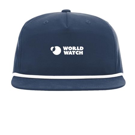 World Watch Logo Hat, a Navy/ White Printed Umpqua Snapback Cap