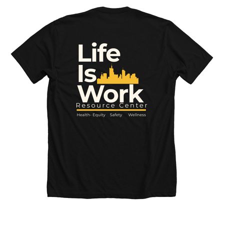 The "T" Comes First..., a Solid Black Blend Premium Unisex Tee (back-view)