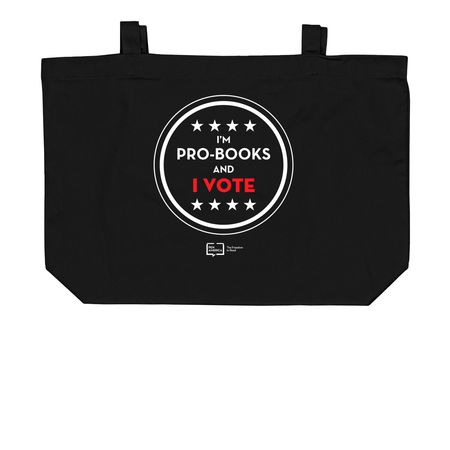 Get out the reading vote!, a Black Large Organic Cotton Tote Bag